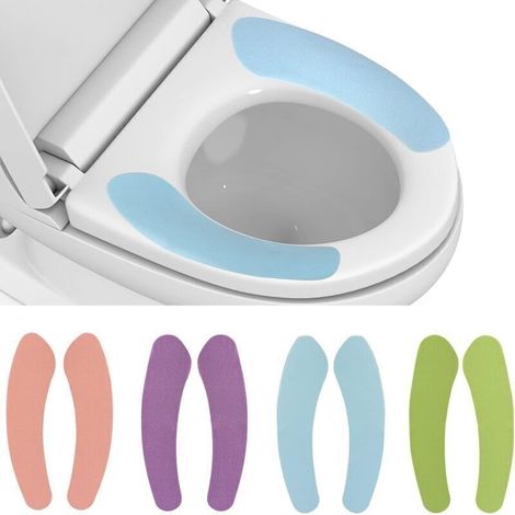 Lot De 4 Coussins De Siège De Toilette Chauffants – Tissu Velours Cristal Doux – Lavables Et Réutilisables – Ajustement Parfait Pour Wc