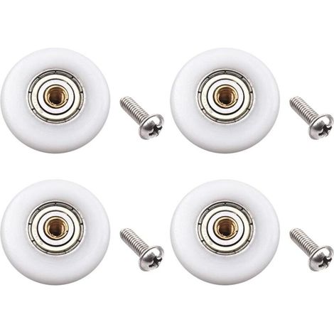 Lot De 4 Roulettes De Porte De Douche – Roues En Cuivre Et Pom – Diamètre 23mm – Fixation Par Vis M4 – Pour Portes De 4 À 6mm D'Épaisseur