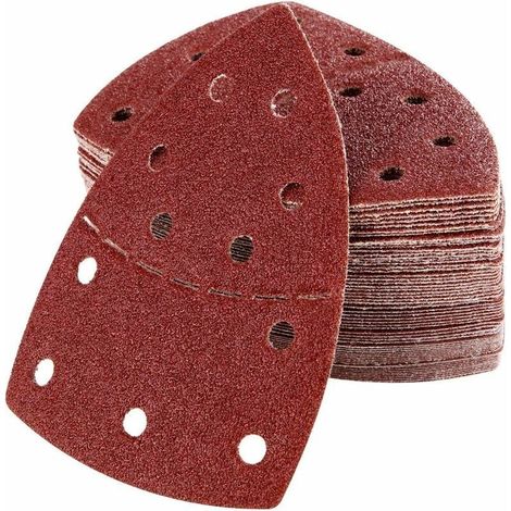 Lot De 60 Triangles De Ponçage 105mm X 152mm – Assortiment Grains P40/60/80/120/180/240 – Pour Bois, Métal Et Plastiques – Perforés Pour Aspiration Poussière - Psm 160 A