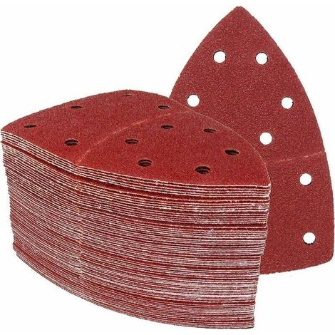 Lot De 50 Feuilles Abrasives Triangles Papier Ponçage De 105 X 152 Mm, Grain 80, Adaptées Pour Différentes Ponceuses