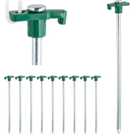 Vert Clair Sardines, Set De 10, Ancrage Pour Les Sols Durs 25 Cm, Piquet, Acier Zingué, Stück