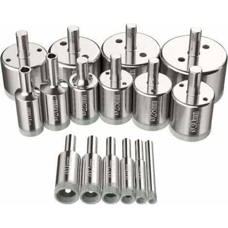 Kit Scies-cloches Diamantées 6-50 Mm - 16 Pcs - Perçage Verre, Acier, Céramique, Porcelaine, Carrelage, Marbre