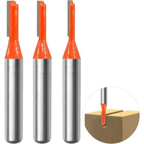 3pcs 8mm Tige Straight Routeur Bit Set, Fraises À Rainurer Fraise À Bois Outillage Bois Fraise 3mm,4mm,5mm Pour Transformation Du Bois Perçage Et Sculpture