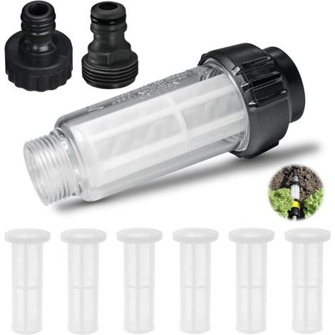7pcs Nettoyeurs Haute Pression Filtre Compatible Avec Karcher, Filtre À Eau Avec 6 Insert De Filtre Et Raccord D'Eau 3/4", Filtre Accessoires Pour Kärcher, Pour Nettoyeur Filtre Tuyau Arrosage (7)