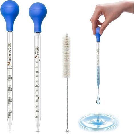 Pipettes En Verre, Pipette Graduée Compte-gouttes Graduées Dropper Pipettes Graduées Pipettes Verre Avec Brosse De Nettoyage, Pour Laboratoire Recherche Alimentaire École