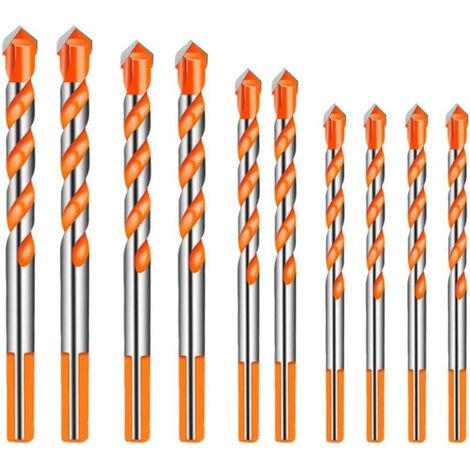 Foret À Métaux 10 Pièces Carbure De Tungstène – 4 Tailles 6/8/10/12mm – Tête Multi-meulage Pour Matériaux Durs – Tige Triangulaire