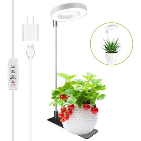 Lampe De Croissance Pour Plantes Blanche Avec Perche Télescopique 16-65cm 1 Avec Adaptateur Secteur Lumière Blanche Chaude Réglage De La Minuterie