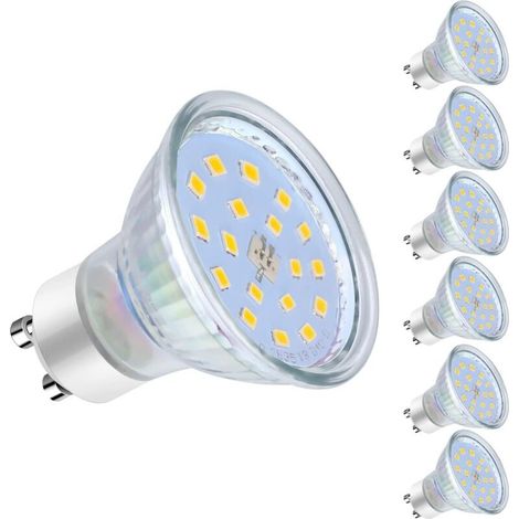Ampoules Led Gu10, 5w Équivalent 60w, 600lm, Blanc Neutre 4500k, 120° Larges Faisceaux, Ampoules Led Spot, Lot De 6