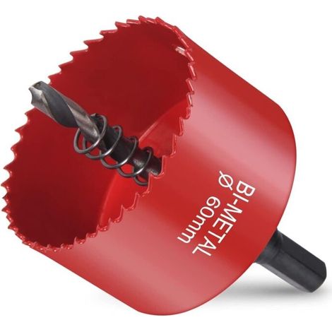 Scie Cloche Bi-métal, Scie Cloche Bois Ø60mm, Scie Trépan Avec Adaptateur Hexagonal Et Foret De Centrage, Pour Percer Plastique, Pvc, Bois, Panneaux Fibres, Métal Souple
