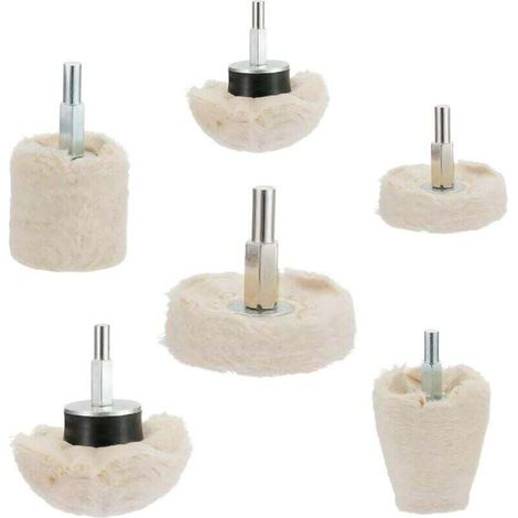 Lot De 6 Disques De Polissage Pour Perceuse, Tampons De Polissage, Outil De Polissage En Forme De Disque Avec Manche De 6,35 Mm Pour Métal, Aluminium, Acier Inoxydable, Chrome, Bijoux, Bois, Pl