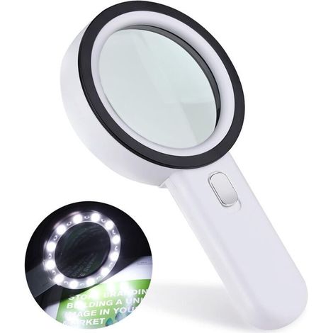 Loupe Lecture, Loupe Grossissante 12 Led Loupe 30x, Grande Loupe Lumineuse Loupe De Poche Pour Bijoutier, Horloger, Artisanat, Enfant, Personnes Âgées, Etc