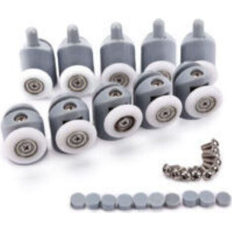 10pcs Porte De Douche Galet Ajustables Dual Rouleau Roulettes Cabine De Douche Pour Salle De Bain 25mm 5 Supérieures Et 5 Inférieure