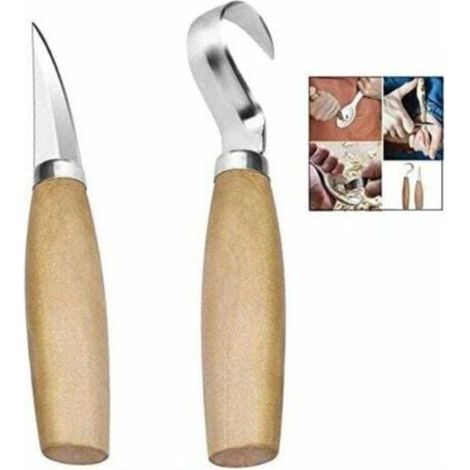 2pièces Couteau Sculpture Bois, Couteau Croche Bois Outils De Sculpture Bois Avec Manche En Bois