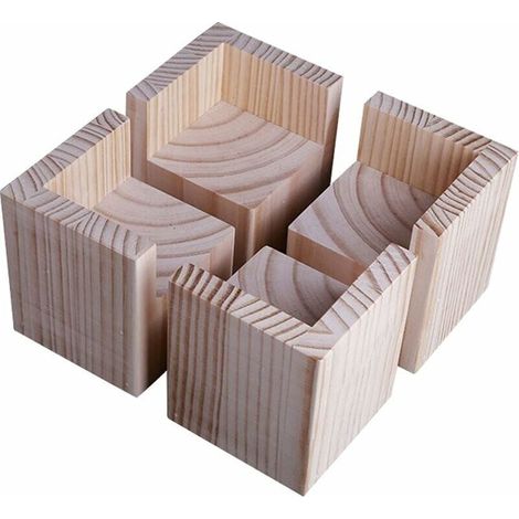 Lot De 4 Élévateurs De Meubles En Bois – Dimensions 5x5x5cm – Pour Lits Et Bureaux – Protection Des Sols Contre Les Rayures