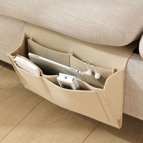 Beige - 322010cm, Pochette De Lit, Feutre, Prêt À Suspendre, 5 Compartiments, Rangement Pour Canapé