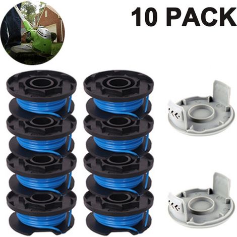 La Ligne De Bobine De Rechange Pour Tondeuse Comprend 2 Capuchons De Tondeuse Compatibles Ryobi One+ Ac14rl3a 18v, 24v, 40v Tondeuses Sans Fil, 8 + 2 Pack