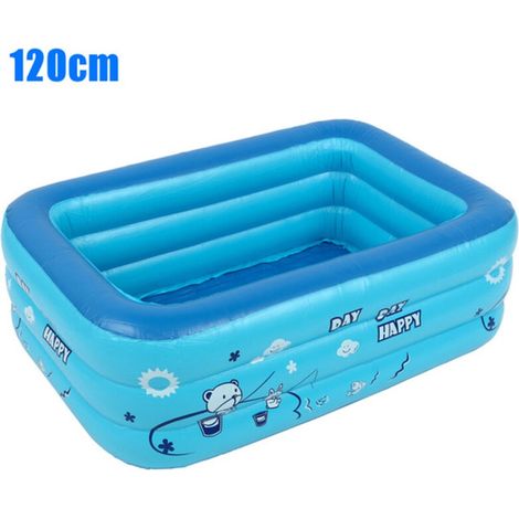 Piscine Gonflable Pour Bébé 120 X 70 X 35 Cm – Pvc Haute Densité – Système De Drainage Portable – Pataugeoire Rectangle