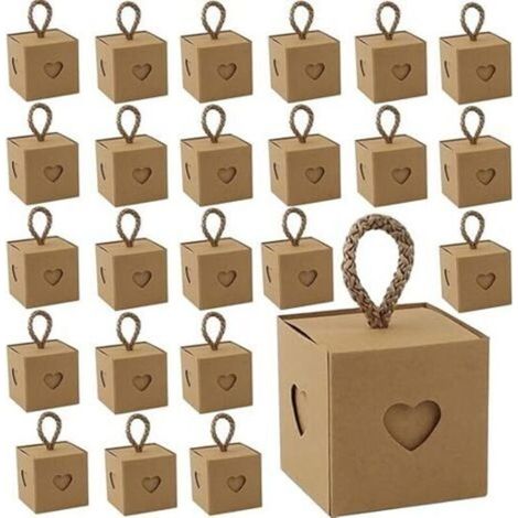 Emballage Cadeau Boite, 30 Pièces Boite Dragees Mariage, Boite Cadeau Carton, Boîte Cadeau Vide,mini Petite Boite Kraft Boite A Bonbon Pour Chocolat, Anniversaire Fête,saint Valentin,marron