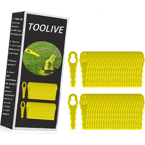 Lot De 100 Lames De Rechange Pour Coupe-bordure Ryobi – Têtes Double Lames Dentelées – Compatible Rac155 Rac157 Rac158 – Matériau Pa6