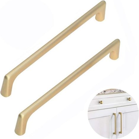 Poignées De Porte De Tiroir En Laiton Brossé – Lot De 2 – Entraxe 160 Mm – Finition Moderne Pour Cuisine Et Armoire – Vis Incluses