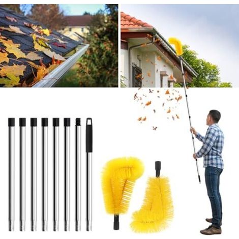 Nettoyeur De Gouttière 320 Cm – 8 Nettoyeurs Rétractables – Acier Inoxydable – Résistant À La Corrosion – Pour Nettoyage Toiture Et Fenêtres