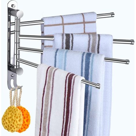 Porte-serviettes Pivotant Pour Salle De Bain Porte-serviettes Pivotant À 4 Bras En Acier Inoxydable Sus304 Pour Économiser De L'Espace Porte-serviettes Pour Salle De Bain