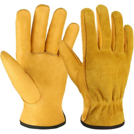 Gants De Jardinage Anti-épines En Cuir – Taille M – Paume Double Fil Résistante À L'Usure – Confort Respirant Pour Travaux Intensifs