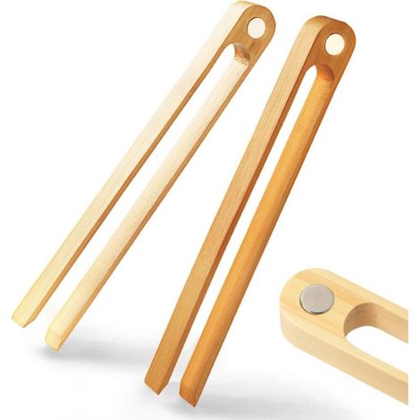 Lot De 2 Pinces Magnétiques Pour Grille-pain En Bambou : Pinces Pour Grille-pain En Bois De 22 Cm Un Accessoire De Cuisine Moderne, Écologique Et Peu Encombrant Pour Le Restaurant Familial