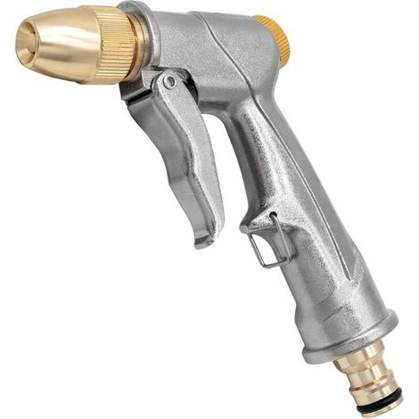 Courte Section Pistolet D'Arrosage Métal Pistolet Arrosoir,pulvérisateur De Jardin À Haute Pression,bouton De Contrôle De Débit Facile - Métal - Pour Lavage De Voiture, Arrosage De Jardin/pelouse