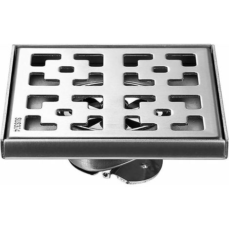 1pc Drain De Douche En Acier Inoxydable Carré Caniveau De Douche Avec Grande Calibre Anti Encrassement Drain 15x15cm