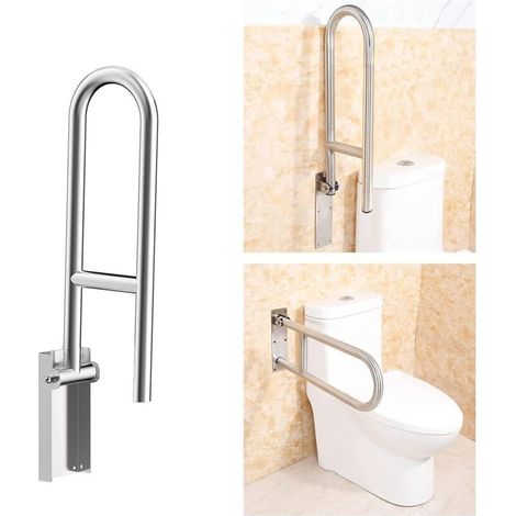 Barre D'Appui Wc Pliante Pour Personnes Handicapées – Alliage D'Aluminium – Antidérapante – Installation Facile – Dimensions 60,5 X 20 X 6 Cm