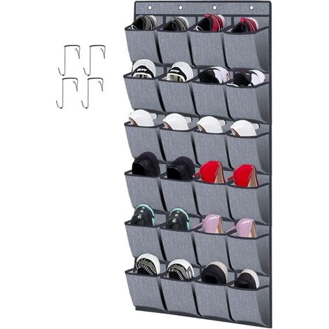 Range-chaussures À Suspendre Sur La Porte 24 Poches – Dimensions 56 X 156 Cm – Matériau Non-tissé – Crochets Inclus Pour Installation Facile