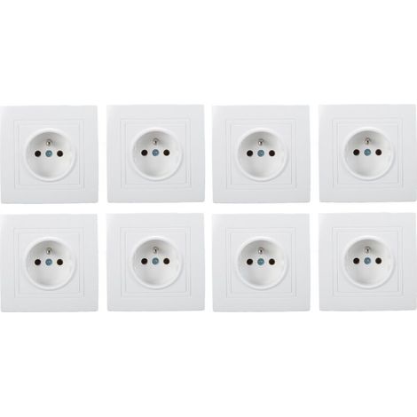 Lot De 8 Prises Murales Standard Françaises 16a 220v – Installation Intégrée – Plastique Pc – Pour Bureaux Et Hôtels