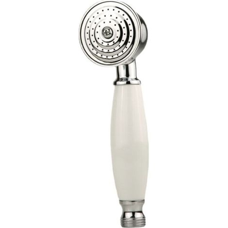 Pommeau De Douche Rond Anti-calcaire 5,5 Cm – Poignée En Céramique Blanche – Compatible Avec Tuyaux Standard 1/2' – Nettoyage Facile