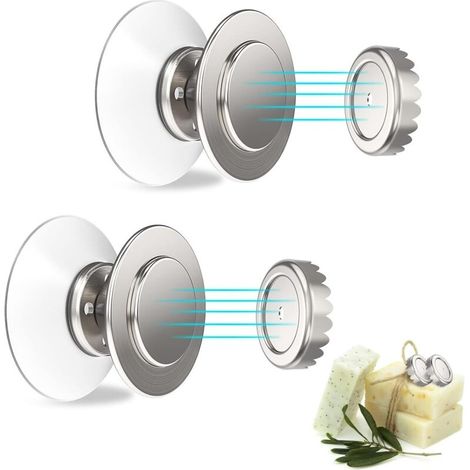 2 Pièces Porte-savon Magnétique, Porte-savon Aimant Avec Ventouse, Porte-savon En Acier Inoxydable Mural Sans Perçage, Facile À Démonter, Adapté Salle De Bain Cuisine, Baignoire Lavabo