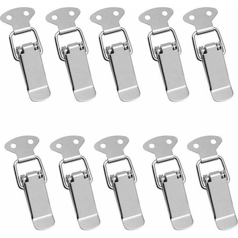 10 Pièces Attache Capot Fermeture À Levier Moraillon De Porte, Fermeture À Levier Loquet À Ressort Avec Crochet Fermeture À Ressort En Acier Inoxydable Pour Coffret, Boîte, Tiroir, Armoire
