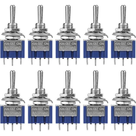10 Pièces Sur Off Sur Mini Interrupteur À Bascule Spdt 3 Positions 3 Broches 6mm 6a 125vac