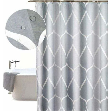 Rideau De Douche 80x200cm Anti Moisissure En Tissu Polyester, Original Grise Rideau De Bain Impermeable Lavable En Machine, Avec 8 Crochets Antirouille Et Ourlet Stable