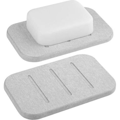 Lot De 2 Porte-savon En Diatomite, Économiseur De Savon À Séchage Rapide, Support De Barre De Savon Pour Bain-douche, Récipient À Savon Auto-séchant (gris)