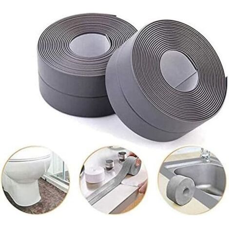 Ruban D'Étanchéité Auto-adhésif Anti-moisissure/étanche, Ruban D'Étanchéité Pe Pour Salle De Bain/cuisine/toilette/coin De Mur-gris (lot De 2)