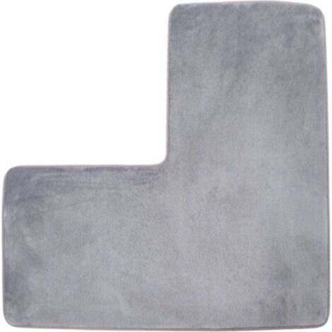 Tapis De Bain En L - Tapis De Douche D\'angle En Polaire Corail Doux, Antidérapant Et Absorbant, Lavable Pour Douche Carrée, Toilettes, Maison Et Spa (gris)