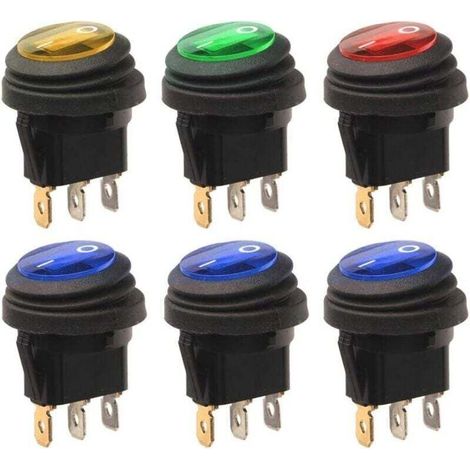 Interrupteur À Bascule Led Étanche 12v-24vdc – Lot De 6 – Spst On-off Avec Fente De Trou De Serrure – Pour Camion Et Bateau - 24vdc