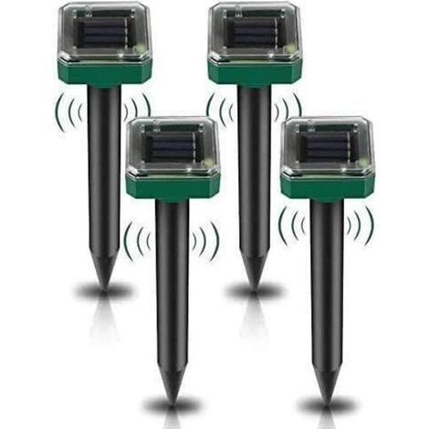 Lot De 4 Répulsifs Solaires À Ultrasons – Repousse Taupes, Campagnols, Gophers, Serpents – Rayon D'Action 15m – Superficie Jusqu'à 700m²