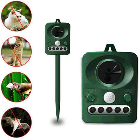 Répulsif À Ultrasons Solaire Pour Oiseaux – Double Charge Solaire Et Usb – Étanche – Batterie Intégrée – Portée 6-8m – Vert