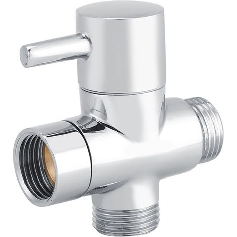 Inverseur De Vanne D'Arrêt 3 Voies G1/2'' – Laiton Massif Chromé – Installation Facile Sur Bras De Douche – Contrôle Efficace De L'Eau