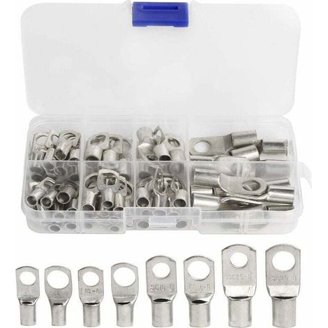 60 Pcs Cosses Électrique Trou Boulon En Cuivre Étamé Connecteurs Sc À Sertir/souder Pour Câble De 6m㎡ 8m㎡ 10m㎡ 16m㎡ 25m㎡