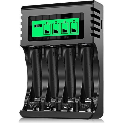 4 Slots Chargeur Piles Rechargeable Charge Rapide Pour Aa Aaa Rechargeable Avec Port Usb