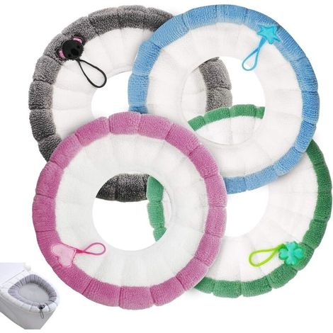 4 Pcs Coussin De Siège De Toilette Siège De Toilette Coussin Couverture De Toilette En Tissu Tapis De Toilette Chaud Couverture Extensible Lavable Protection Couvercle Pour Abattant Wc Univers