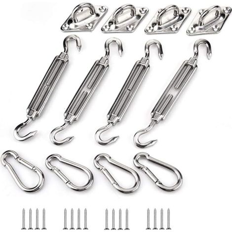Kit De Fixation De Voile D'Ombrage, Kit De Fixation De Voile D'Ombrage En Acier Inoxydable Pour Triangle Et Carré, Rectangle, Voile D'Ombrage
