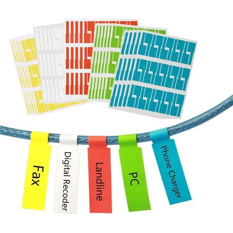 Pack De 750 Étiquettes De Câble Auto-adhésives – Étanches Et Résistantes À La Déchirure – 5 Couleurs Assorties – Identification Facile Des Câbles